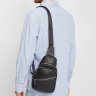 Черная мужская сумка-слинг из износостойкой кожи на молниевой застежке Keizer (21411) - 2