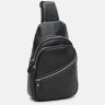 Черная мужская сумка-слинг из износостойкой кожи на молниевой застежке Keizer (21411) - 3