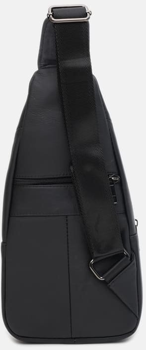 Черная мужская сумка-слинг из гладкой кожи Keizer (19351)