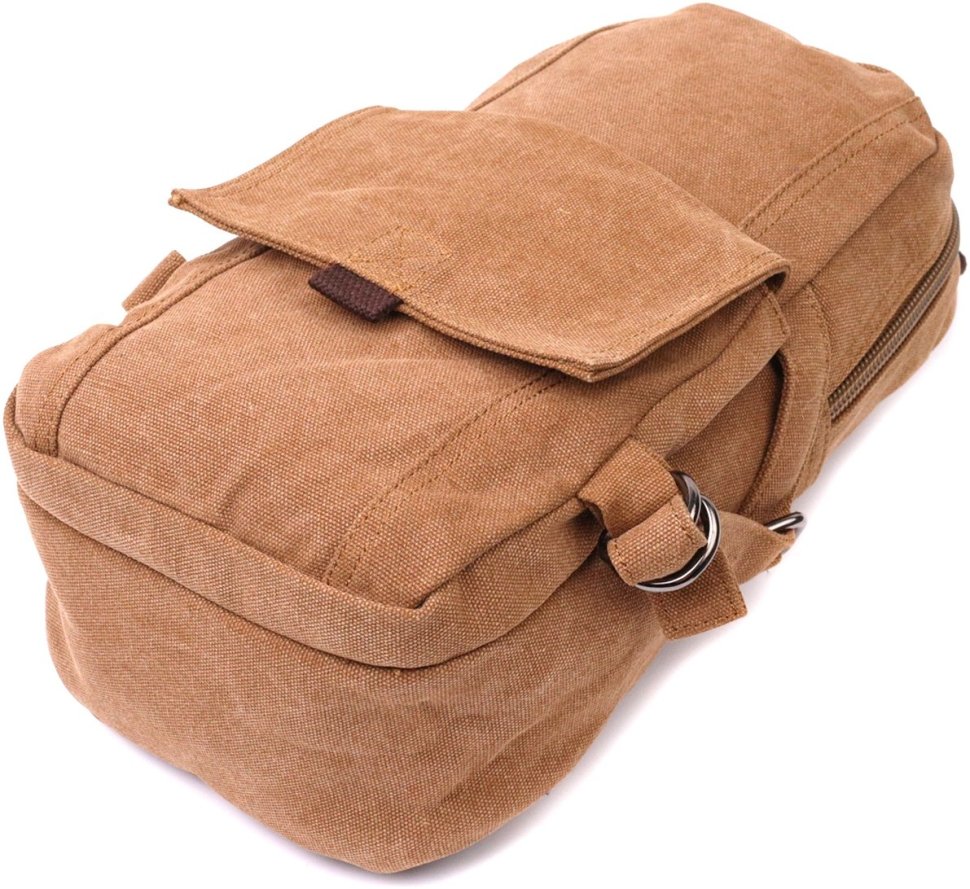 Вместительный текстильный мужской-рюкзак слинг коричневого цвета Vintagе 2422180