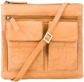 Женская сумка из натуральной кожи песочного цвета с длинным ремешком Visconti Slim Bag 69077