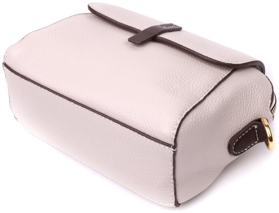 Небольшая белая женская сумка-кроссбоди из натуральной кожи Vintage 2422266