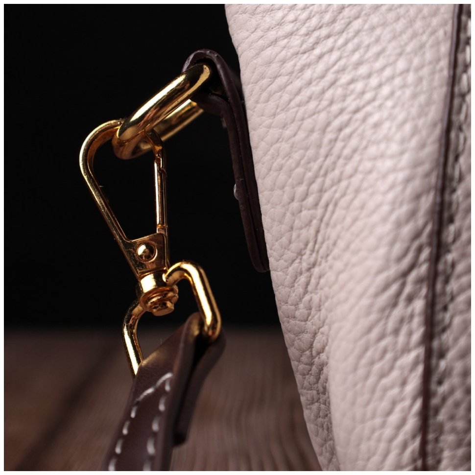Небольшая белая женская сумка-кроссбоди из натуральной кожи Vintage 2422266