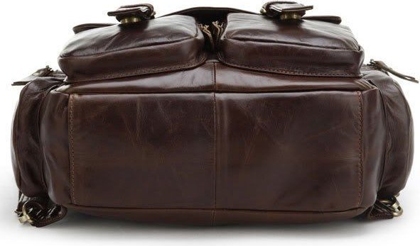 Фирменный рюкзак из натуральной кожи коричневого цвета VINTAGE STYLE (14163)