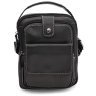 Мужская сумка-барсетка маленького размера из черной кожи с светлой строчкой Keizer 71678 - 1