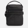 Мужская сумка-барсетка маленького размера из черной кожи с светлой строчкой Keizer 71678 - 3