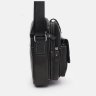 Мужская сумка-барсетка маленького размера из черной кожи с светлой строчкой Keizer 71678 - 4