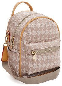 Бежевый женский рюкзак из экокожи с принтом гусиная лапка - Monsen 71778