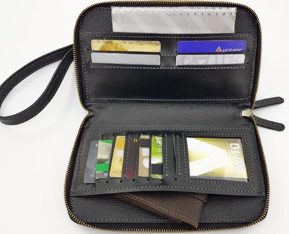 Мужской кошелек - клатч на два отделения черного цвета VATTO (11820)