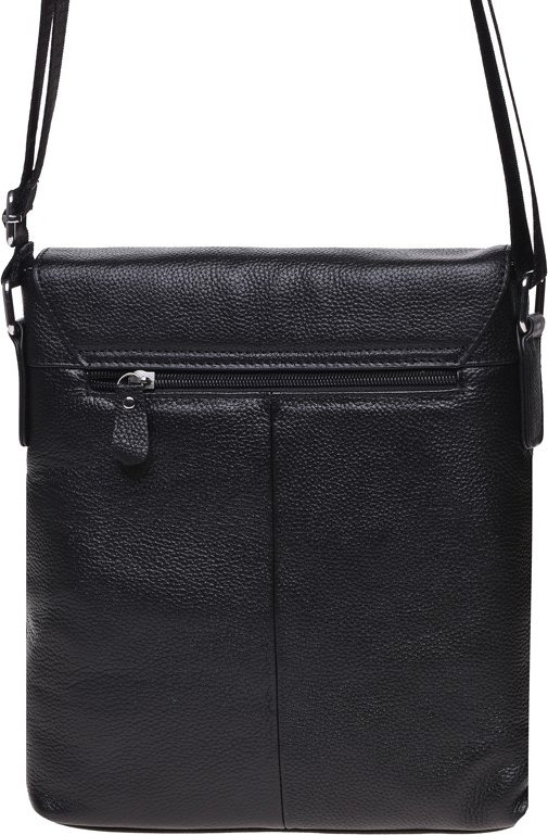Удобная черная мужская сумка на плечо из зернистой кожи Keizer (21362)