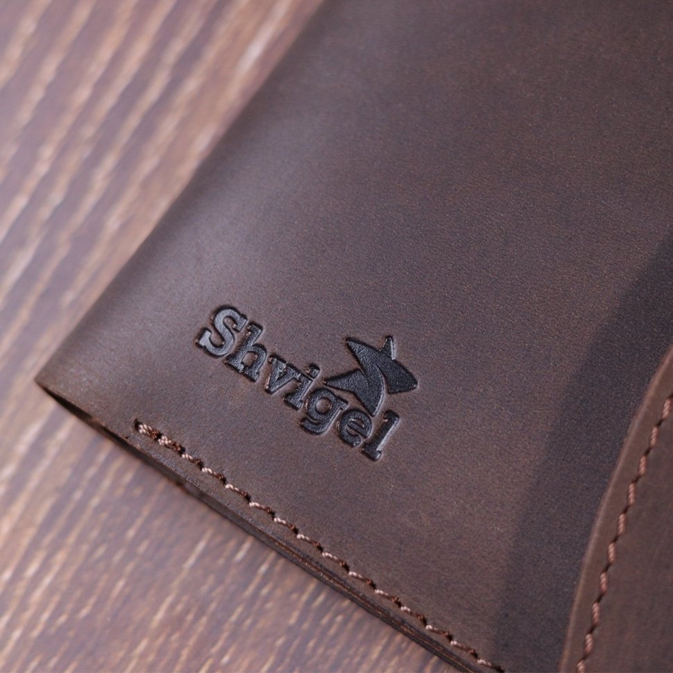 Мужское кожаное винтажное портмоне коричневого цвета с карманом для монет Shvigel (2416613)