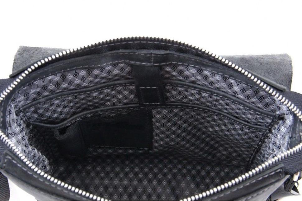 Кожаная мужская сумка-планшет черного цвета с клапаном Tom Stone (12193)