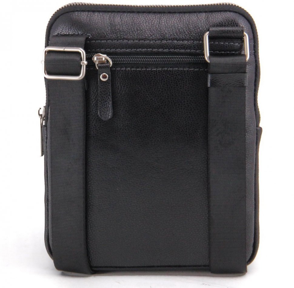 Мужская черная сумка-планшет через плечо из натуральной кожи Tom Stone (10982)
