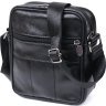 Кожаная небольшая мужская сумка-планшет черного цвета с ремешком на плечо Vintage (20370) - 2