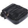 Кожаная небольшая мужская сумка-планшет черного цвета с ремешком на плечо Vintage (20370) - 3