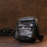 Кожаная небольшая мужская сумка-планшет черного цвета с ремешком на плечо Vintage (20370) - 6