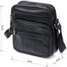 Кожаная небольшая мужская сумка-планшет черного цвета с ремешком на плечо Vintage (20370) - 8