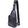 Черная мужская сумка через плечо из натуральной кожи с белой строчкой Vintage (2421284) - 1