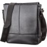 Качественная мужская сумка на плечо из гладкой кожи черного цвета SHVIGEL (00878) - 1