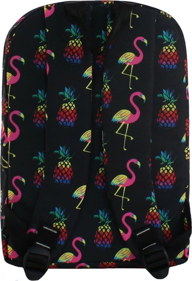 Черный текстильный подростковый рюкзак с фламинго Bagland (53279)