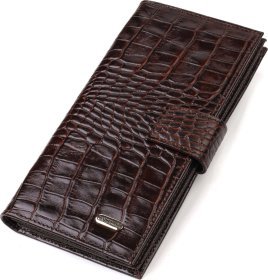 Мужской вертикальный бумажник из натуральной кожи с тиснением под крокодила CANPELLINI (2421915)