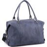 Дорожная сумка синего цвета из винтажной кожи Travel Leather Bag (11006) - 7