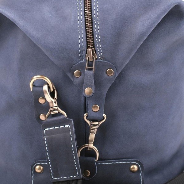 Дорожная сумка синего цвета из винтажной кожи Travel Leather Bag (11006)