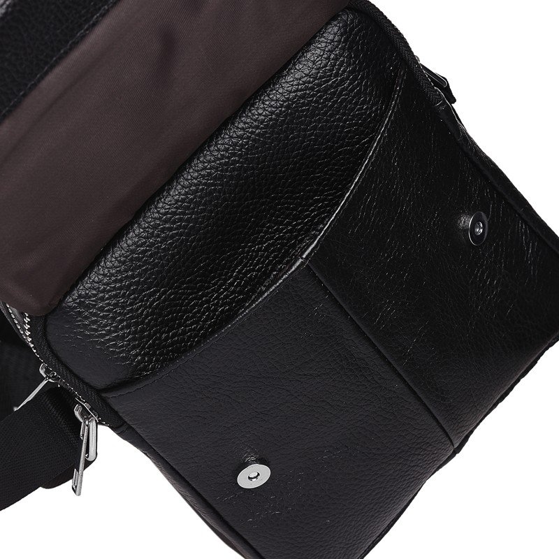 Мужская стильная сумка на плечо из фактурной кожи черного окраса Keizer (21352)