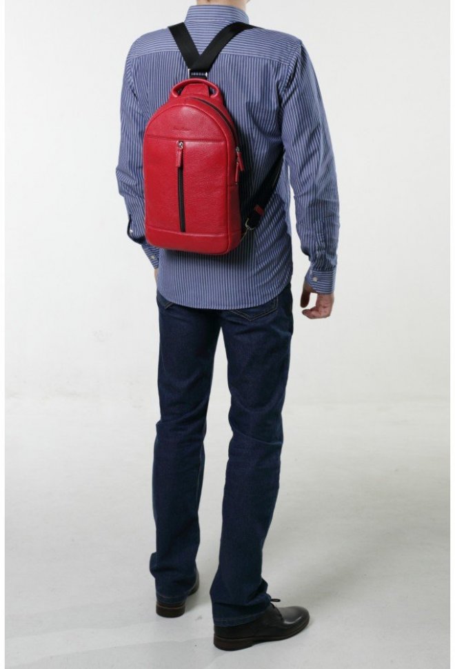 Красный кожаный городской рюкзак из натуральной кожи Issa Hara (21146)