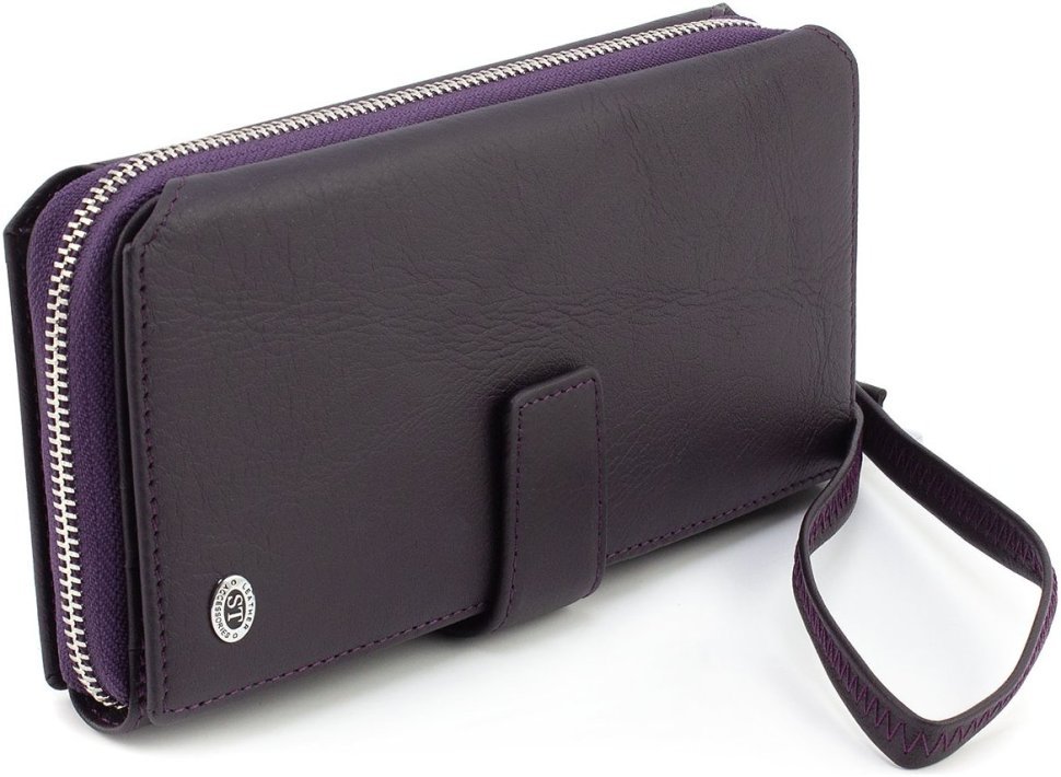 Женский фиолетовый кошелек-клатч из натуральной кожи на запястье ST Leather 1767379