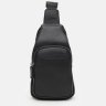 Добротный мужской рюкзак-слинг из натуральной зернистой кожи черного цвета Ricco Grande (22092) - 2
