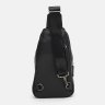 Добротный мужской рюкзак-слинг из натуральной зернистой кожи черного цвета Ricco Grande (22092) - 3