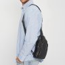 Добротный мужской рюкзак-слинг из натуральной зернистой кожи черного цвета Ricco Grande (22092) - 6