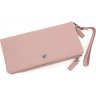 Женский кожаный кошелек-клатч светло-розового цвета с отделением для телефона ST Leather (15406) - 3