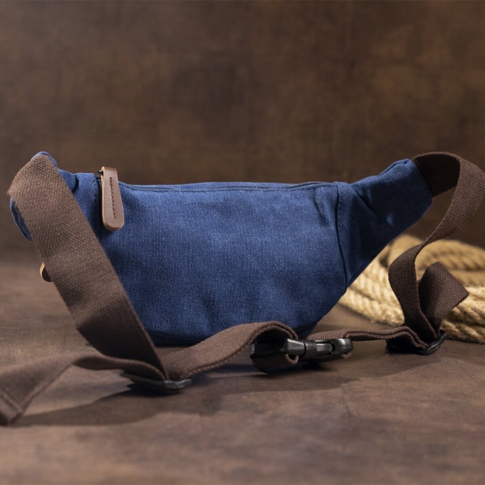Повседневная мужская сумка на пояс из текстиля синего цвета Vintage (20173)
