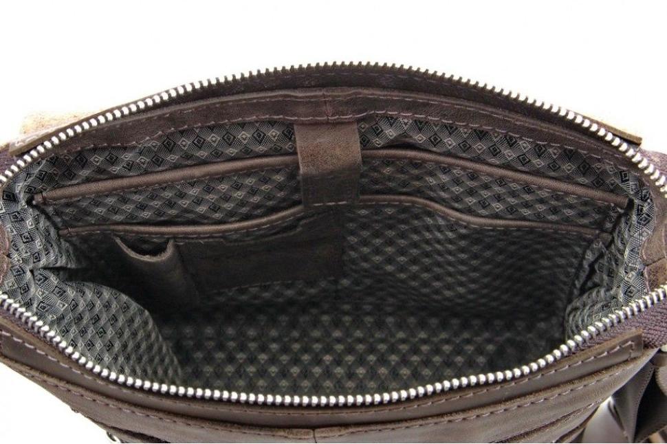 Наплечная сумка-планшет коричневого цвета из натуральной кожи Tom Stone (12195)