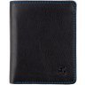 Вертикальное мужское портмоне из натуральной кожи черного цвета с синей строчкой Visconti Alder 69180 - 1