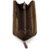 Большой коричневый женский кошелек из натуральной гладкой кожи на молнии Ashwood Honey 69680 - 2