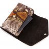 Кожаный женский кошелек коричневого цвета с принтом под змею KARYA (19983) - 5