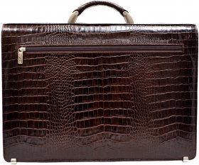Многофункциональный кожаный портфель коричневого цвета с тиснением Desisan (216-19) - 2