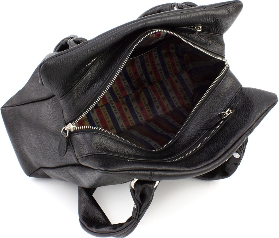 Женская сумка горизонтального типа из натуральной кожи черного окраса KARYA (21034)