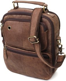 Коричневая мужская сумка-барсетка среднего размера из натуральной кожи Vintage 2422250