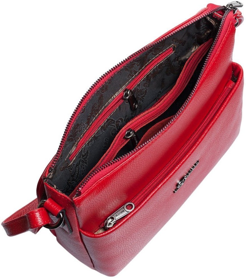 Вместительная сумка из фактурной кожи в красном цвете Desisan (3015-4)
