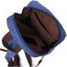 Синий мужской слинг-рюкзак из плотного текстиля на молнии Vintage 2422184 - 4