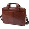 Вместительная мужская сумка для ноутбука из высококачественной кожи коричневого цвета Vintage (20470) - 1