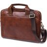 Вместительная мужская сумка для ноутбука из высококачественной кожи коричневого цвета Vintage (20470) - 2