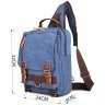 Синий текстильный рюкзак на одно плечо VINTAGE STYLE (14482) - 11