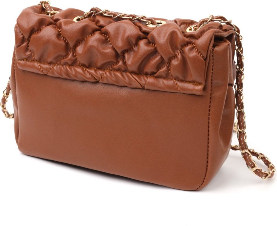 Стеганая женская сумка-кроссбоди из эко-кожи коричневого цвета Vintage (18711)