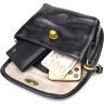 Стильная женская сумка-кроссбоди из натуральной гладкой кожи черного цвета Vintage (2422132) - 6
