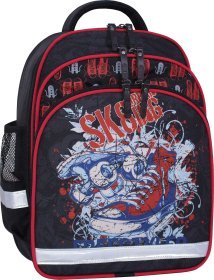 Черный рюкзак для школы из текстиля с дизайнерским принтом Bagland (53682)